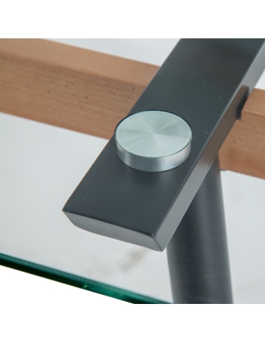 Esstisch CRYSTAL Klarglas und schwarze Beine IXIA — Metallbefestigung unter Platte