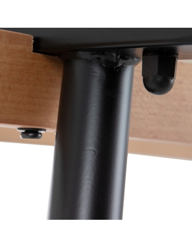 Mesa de jantar CRYSTAL vidro claro e pés pretos IXIA — fixação do pé preto sob tampo