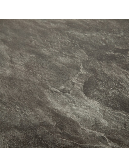 Ensemble de deux tables basses NORA verre effet marbre et acier chromé IXIA — gros plan sur le motif marbré