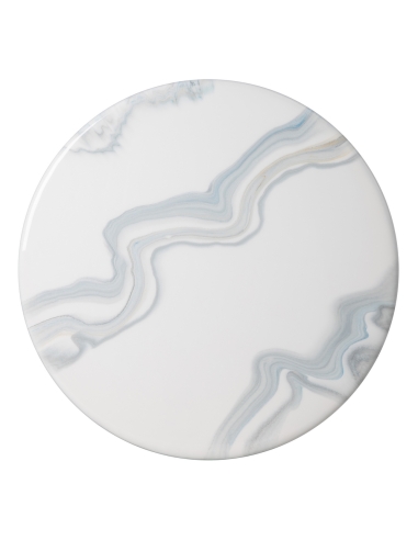 Bijzettafel CRYSTAL rond marmerlookblad met zwart raster IXIA — detail van het tafelblad
