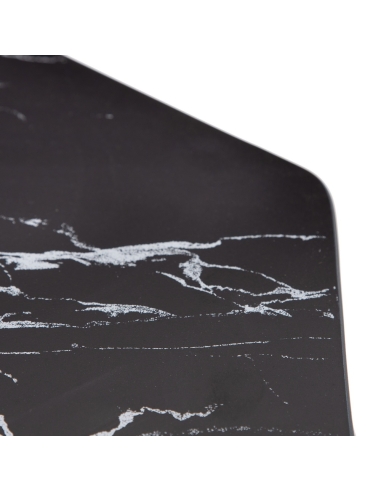 Tavolino LOSANGE piano nero effetto marmo e metallo IXIA — dettaglio della venatura marmorizzata