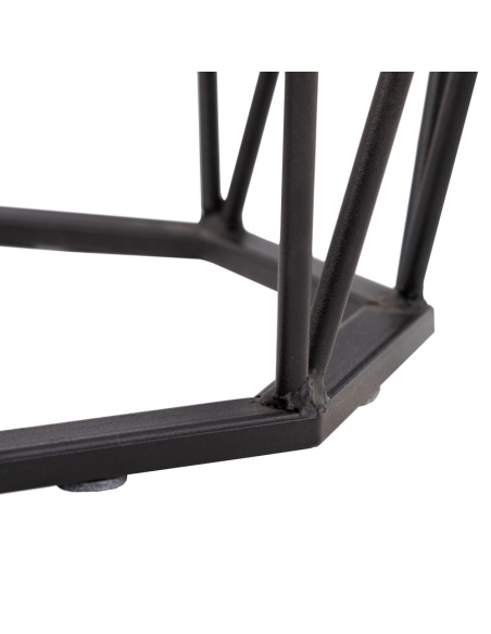 Mesa de apoio LOSANGE tampo preto efeito mármore e metal IXIA — pormenor da estrutura aramada