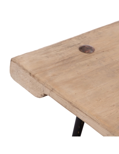 Salontafel ROSTI iepenblad met zwarte poten IXIA — detail van houten bladrand