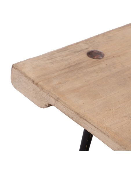 Salontafel ROSTI iepenblad met zwarte poten IXIA — detail van houten bladrand