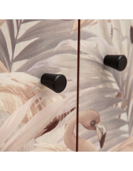 Decorative cabinet CABINET flamingo motif and black wood IXIA — handle detail