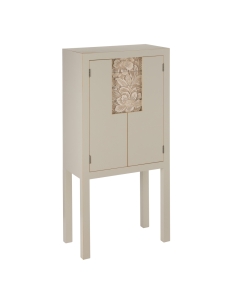 Decorative cabinet SERESTI taupe metal with floral motif IXIA — front view