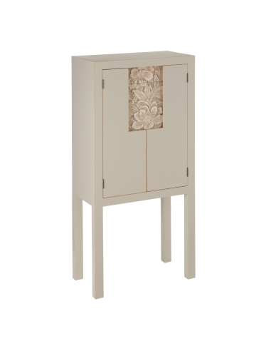 Armario decorativo SERESTI metal topo con motivo floral IXIA — vista frontal