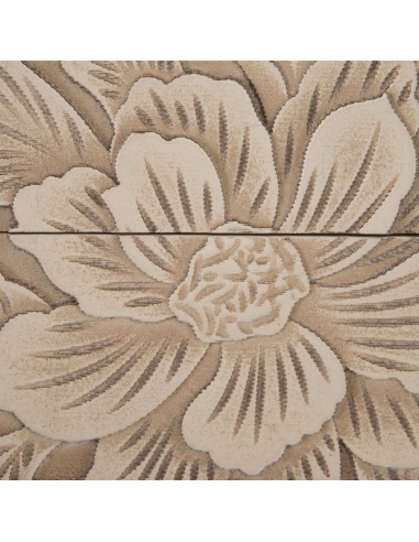 Armário decorativo SERESTI metal taupe com motivo floral IXIA — detalhe das pétalas decorativas