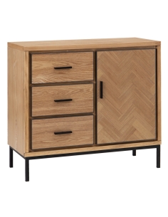 Cómoda MESA freixo natural e metal preto IXIA — vista frontal
