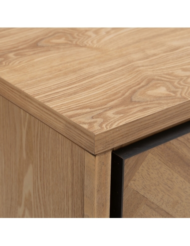 Kommode MESA Natur-Esche und schwarzes Metall IXIA — Detail der Tischplatte