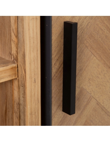 Sideboard MESA natural ash, niches and black metal IXIA — closed door detail