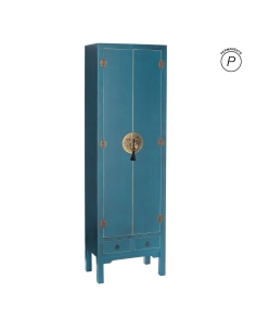 Decorative cabinet ORIENTE petrol blue and gold fittings IXIA — front view