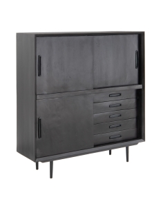 Armoire décorative SUENOS manguier noir et portes sculptées IXIA — vue de face