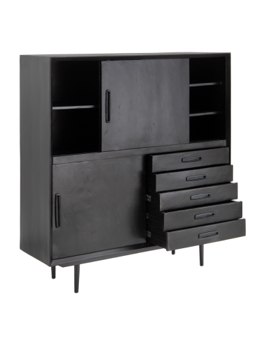 Armario decorativo SUENOS mango negro con puertas talladas IXIA — segunda vista del interior abierto