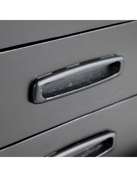 Armoire décorative SUENOS manguier noir et portes sculptées IXIA — détail du tiroir fermé