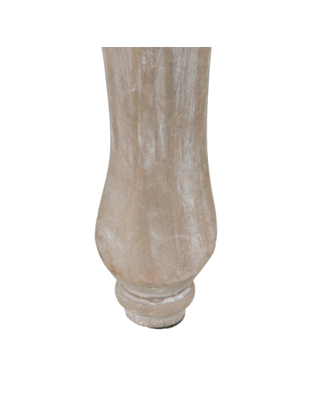 Banquette capitonnée XSPHERE velours bleu et pieds de pin IXIA — détail du pied en bois