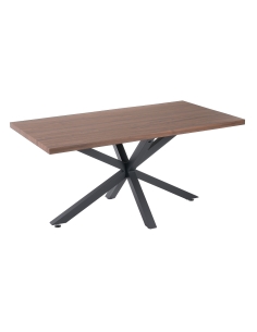 Mesa de jantar MESA madeira castanha e metal preto IXIA — vista frontal e silhueta completa