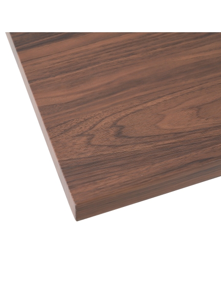 Tavolo da pranzo MESA legno bruno e metallo nero IXIA — dettaglio del piano
