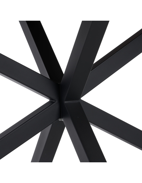 Mesa de comedor MESA madera marrón y metal negro IXIA — base metálica cruzada