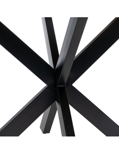 Dining table MESA natural mango and black base IXIA — crossed metal base