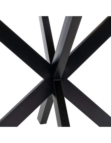 Mesa de jantar MESA mangueira natural e base preta IXIA — base metálica cruzada