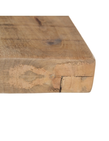 Mesa de jantar MESA mangueira natural e base preta IXIA — detalhe dos veios da madeira