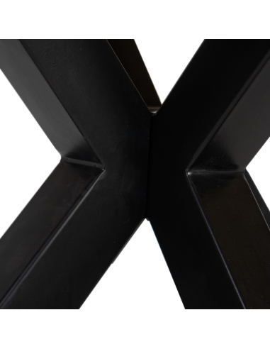 Table de salle à manger MESA manguier naturel et piètement noir IXIA — piètement métallique croisé