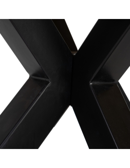 Eettafel MESA naturel mangohout en zwart onderstel IXIA — gekruist metalen onderstel