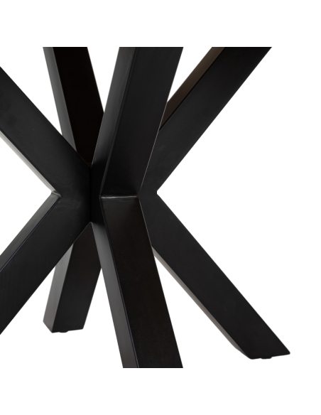 Dining table MESA natural mango and black base IXIA — crossed metal base (8)