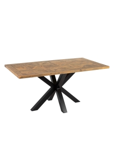Mesa de jantar MESA mangueira natural e base preta IXIA — vista frontal e silhueta completa