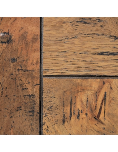 Mesa de comedor MESA mango natural y base negra IXIA — detalle de vetas de madera