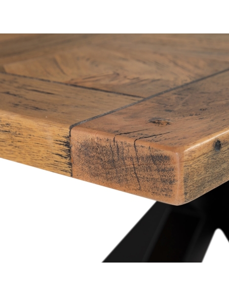 Mesa de comedor MESA mango natural y base negra IXIA — detalle del tablero