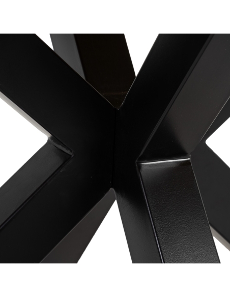 Dining table MESA natural mango and black base IXIA — crossed metal base