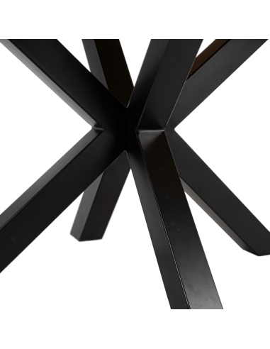 Dining table MESA natural mango and black base IXIA — crossed metal base (8)