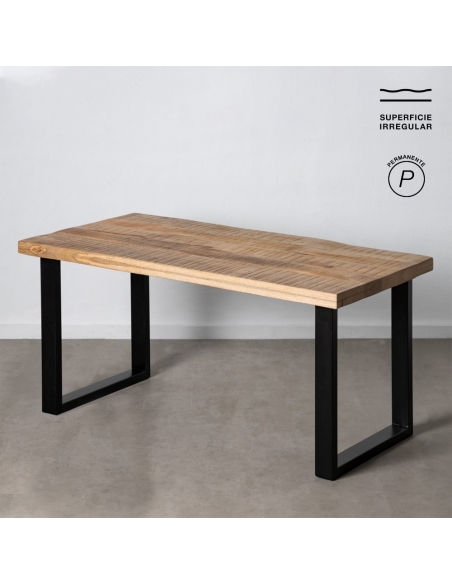 Mesa de jantar MESA mangueira natural e base preta IXIA — produto completo em fundo claro