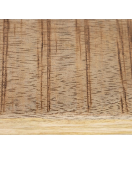 Mesa de jantar MESA mangueira natural e base preta IXIA — detalhe dos veios da madeira