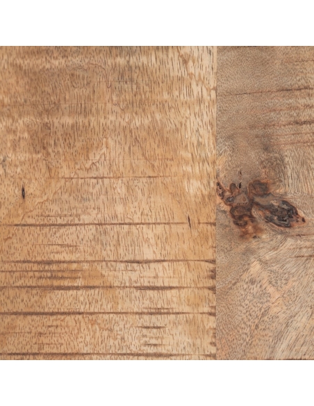 Eettafel MESA naturel mangohout en zwart onderstel IXIA — houtnerf van het tafelblad