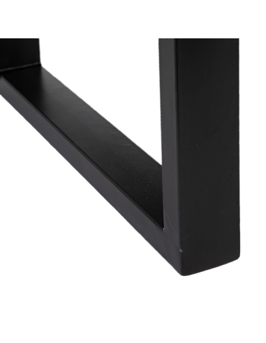 Mesa de jantar MESA mangueira natural e base preta IXIA — detalhe do pé escultural (9)