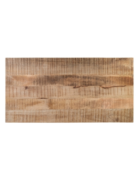 Mesa de comedor MESA mango natural y base negra IXIA — veta del tablero de madera (10)