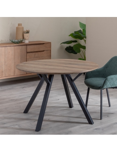 Eettafel ATLAS bruin hout en zwart metaal IXIA — sfeerbeeld