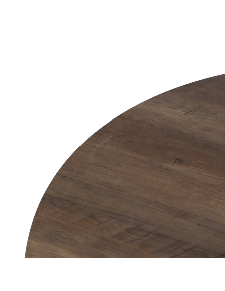 Mesa de jantar ATLAS madeira castanha e metal preto IXIA — pormenor do tampo