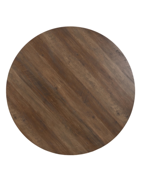 Mesa de comedor ATLAS madera marrón y metal negro IXIA — vista superior