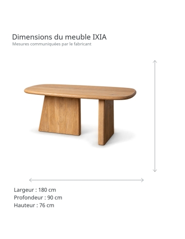 Dimensions de Table à manger IXIA naturelle