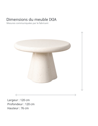 Dimensions de Table à manger IXIA crème