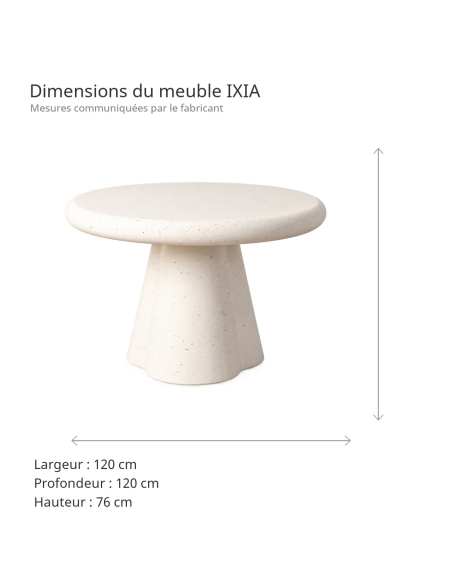 Dimensions of Dining table IXIA cream
