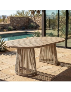 Isolated view of Garden table IXIA natural 2
