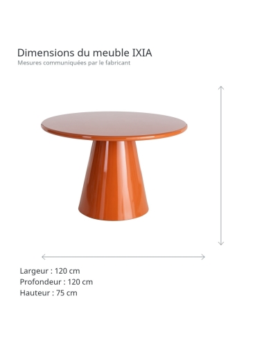 Dimensions of Dining table IXIA orange
