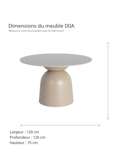 Dimensions of Dining table IXIA beige