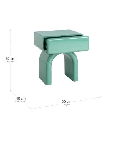 Dimensions of Bedside table IXIA green