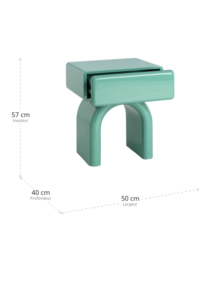 Dimensions de Table de chevet IXIA verte
